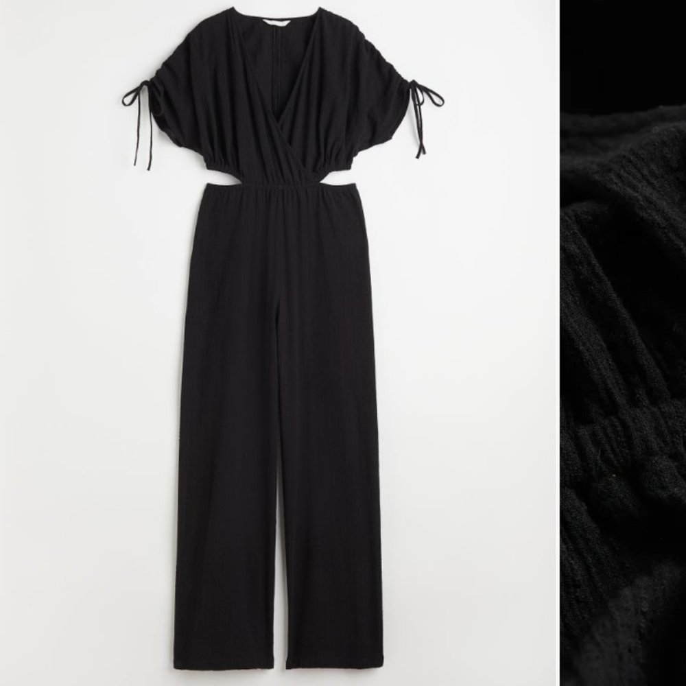 Black Wrap Jumpsuit with Cutouts